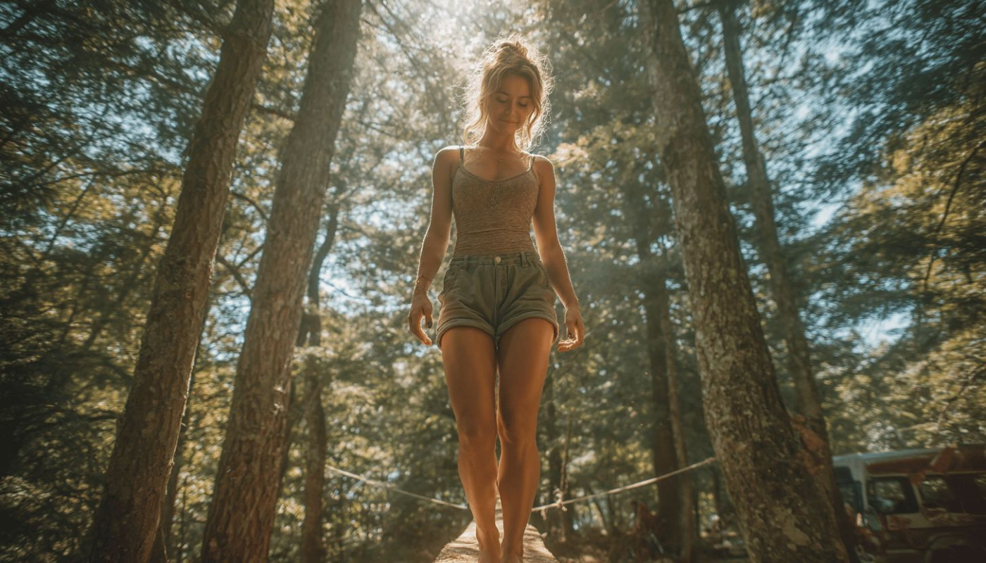 Découverte du slackline en forêt Pratique et bienfaits pour l'équilibre et la concentration